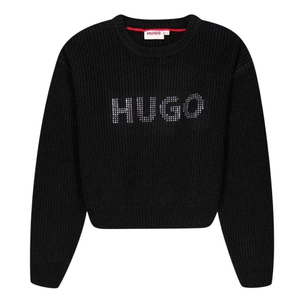 Hugo Childrens/Kids Logo Crew Neck Regular Sweatshirt / Black